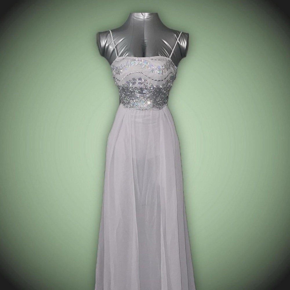 Elegant Silver Evening Gown